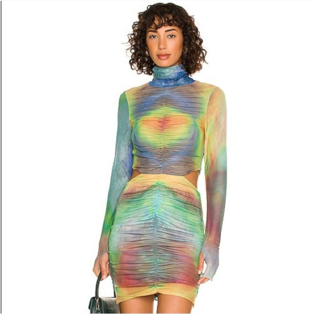 AFRM Sadie Mini Dress Radial Multi Watercolor S